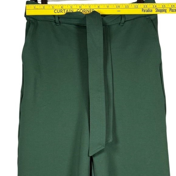 BODEN Ponte Pull On Crop Trousers, Green, Attached Belt Cotton Stretch, Size 8R - Picture 4 of 10